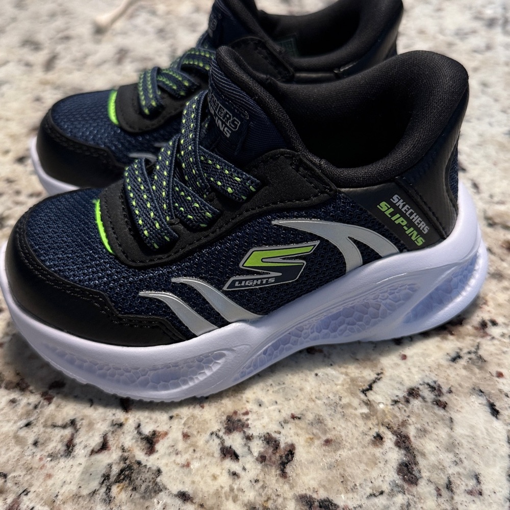Skechers Kids' Blue and Black Light-Up Shoes